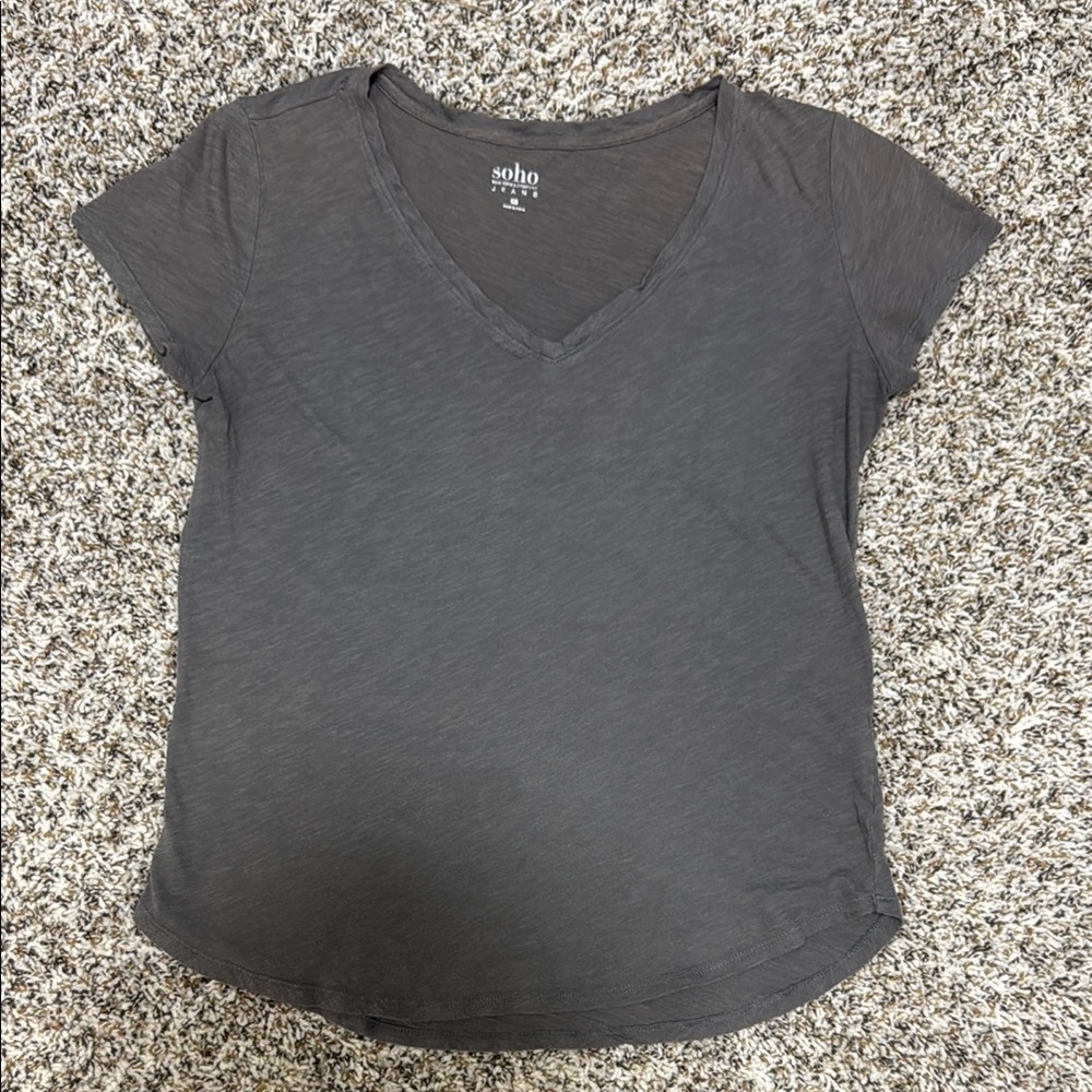 Soho Charcoal Short Sleeve V-Neck Tee